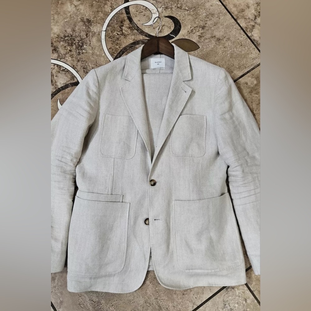 Billy Reid Linen Suit - Size 40 - Herringbone Pattern - Handmade in Italy